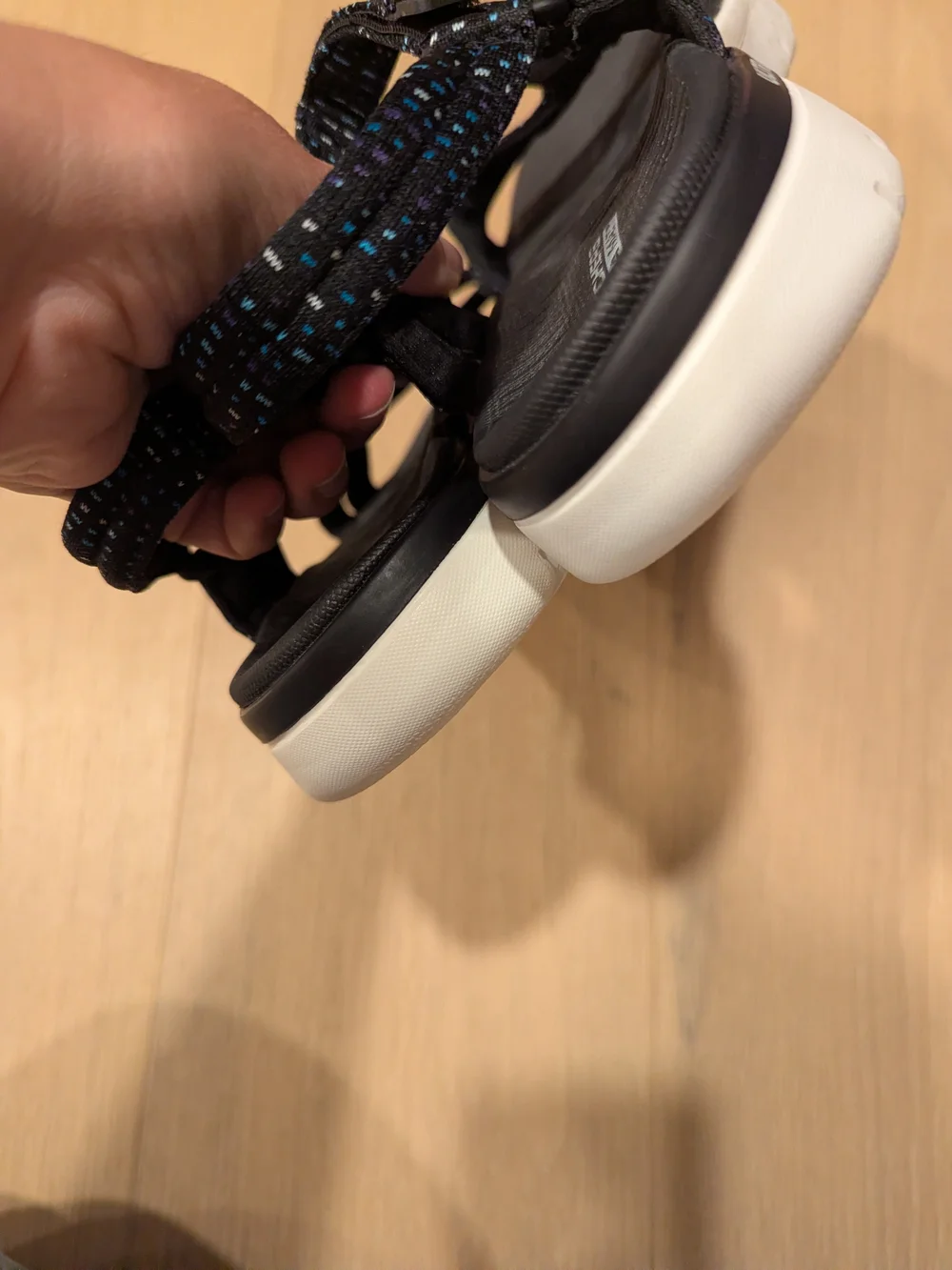 Skechers Women's Black Sandals with Blue Speckle Straps